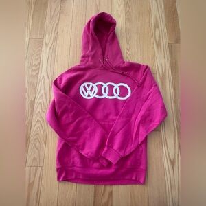 Pink Hoodie with White VW Audi Logo